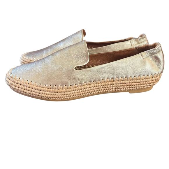 Clergerie Irmis Gold Leather Espadrille Flats Slip On NEW Size 8.5 - Picture 1 of 10
